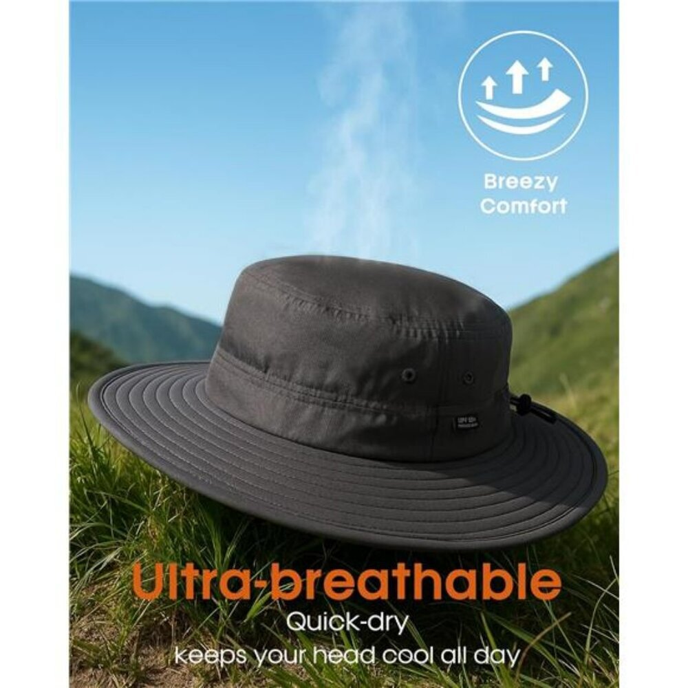 Mens Wide Brim Bucket Hat UV Protection Packable Fishing Hiking Sun Hat - Picture 5 of 6